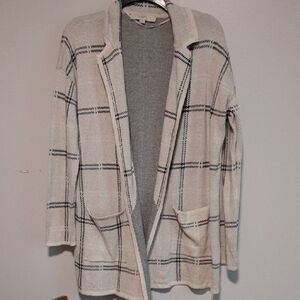 LOFT Beige and Black Checkered Blazer